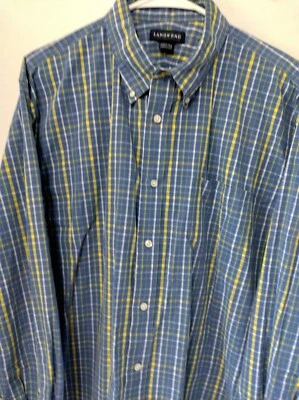 LANDS END LONG SLEEVE SHIRT BLUE AND YELLOW COLORS 17 1/2 34 - Image 1 of 4