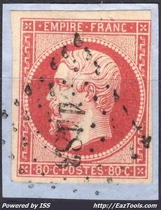 FRANCE EMPIRE 80c CARMIN N° 17A AVEC OBLITERATION PC 1183 EPERNAY MARNE - Picture 1 of 2