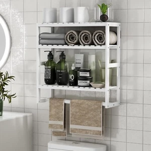 Estante Para El Baño Sobre Inodoro Organizador Gabinete De Almacenamiento Bamboo - Picture 1 of 8