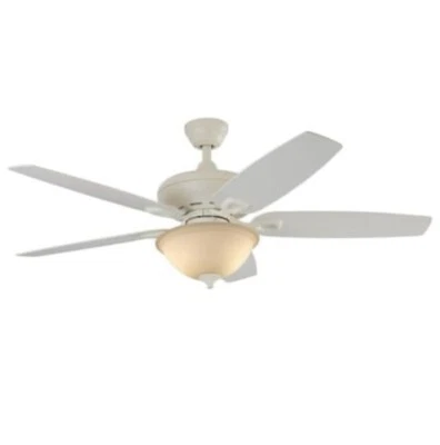 Harbor Breeze, 52" White Indoor LED Ceiling Fan with Light Kit w Frosted Bowl - Image 1 of 4
