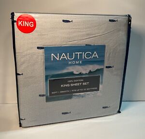 Nautica King Sheet Set Whale Tale 100% Cotton   
