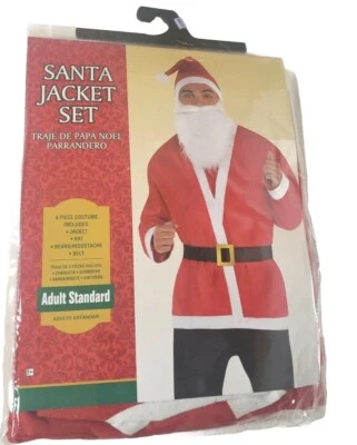 Conjunto de Chaqueta de Papá Noel con Barba Sombrero Cinturón Adulto Estándar Talla Hasta 42 Disfraz  Foto 1 de 4