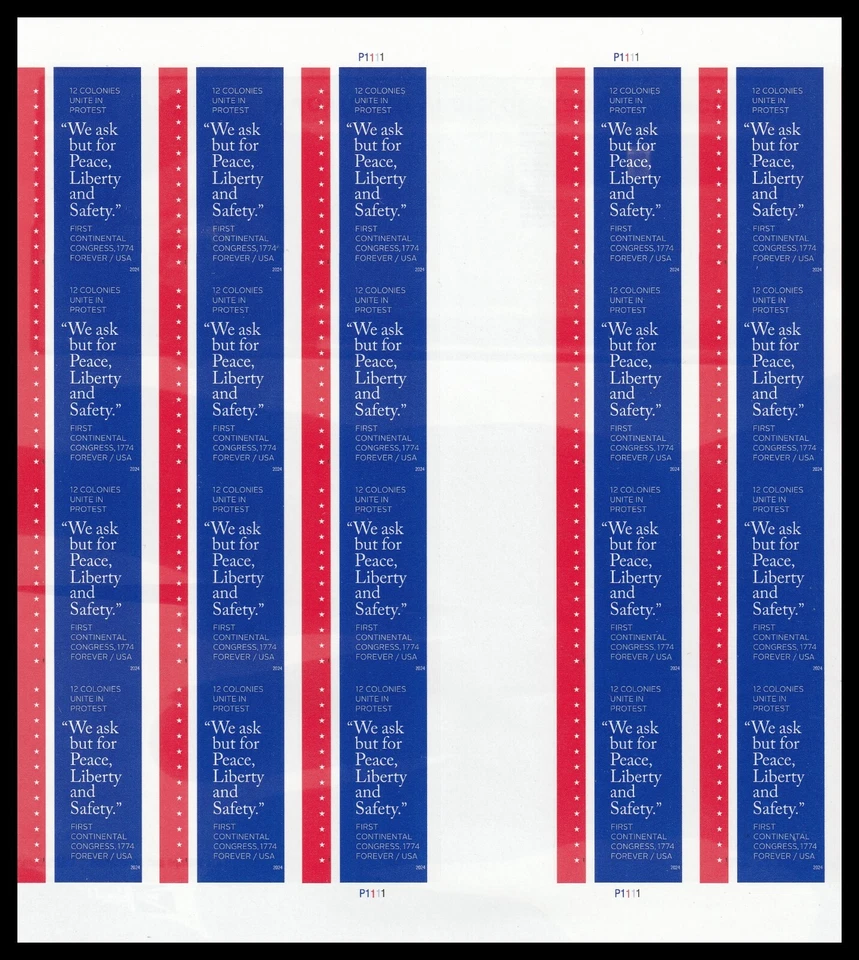 US 5939a First Continental Congress imperf NDC vert gutter block 20 B MNH 2024 - Image 1 of 1