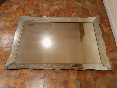 Large Venetian 36 x 54 inch Vintage Scalloped Sofa Mirror Art Deco Must See!! Cover