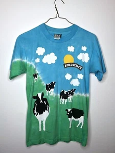 Vtg SS Liquid Blue Ben & Jerry's Euphoria Tie Dye Shirt Nike Chunky Dunky Small - Picture 1 of 5