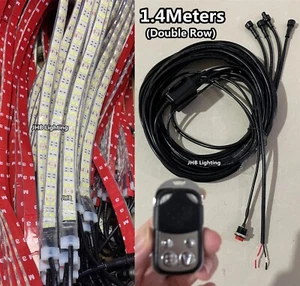 JHB 4PCS 1.4Meters DOUBLE ROW WHITE LED Wheel Underglow IP68 Strips Lights KIT - Picture 1 of 13