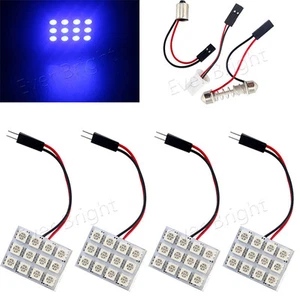 4X Blue T10 BA9S Festoon Dome 12SMD 5050 LED Car Interior Door Map Panel Lights - Imagen 1 de 6