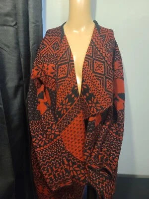 Cardigã feminino punho de ferro caveira XS preto/borgonha drapeado envoltório suéter 100% acrílico - Imagem 1 de 4