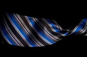 Alexander Julian Colours - Men's Blue Stripe 100% Silk Neck Tie 3.6"W x 60"L - Picture 1 of 6