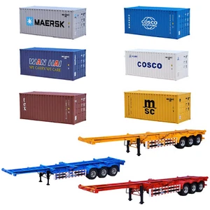 1:24 Alloy Diecast Container Skeleton Semi-Trailer Cargo Trailer Truck Toy ModxR - Picture 1 of 34
