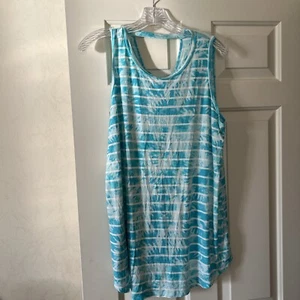 Lane Bryant Women's 14/16 Teal and Printed Soft Sleeveless Pullover Tank Top - Picture 1 of 3