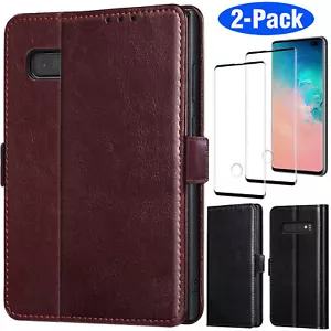 Für Samsung Galaxy S10/S10e/S10+ Flip Leder Wallet Case Hülle mit Hartglas - Bild 1 von 24