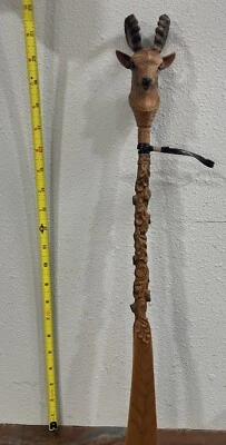 "Cuerno de zapato de plástico duro con cabeza de Ibex de 22"" de largo de colección" Foto 1 de 4