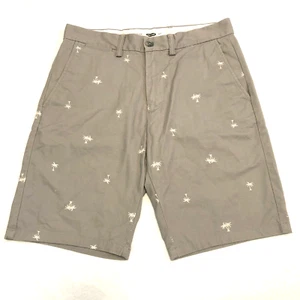 Old Navy Size 30 Men's ULTIMATE SLIM GRAY w/ PALM TREES Stretch Chino SHORTS - Picture 1 of 12
