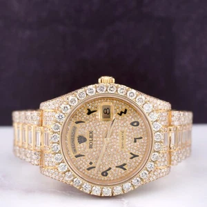 Rolex Day-Date 41mm 18k Yellow Gold Watch Iced Out 27ct Diamonds BAGUETTE 218238 - Picture 1 of 10