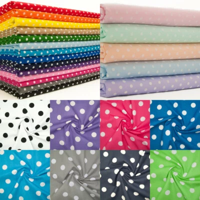 PEA PIN LARGE SPOT SPOTTY DOT FABRIC Red Blue Pink POLYCOTTON MATERIAL 1/2 Metre - Image 1 of 2