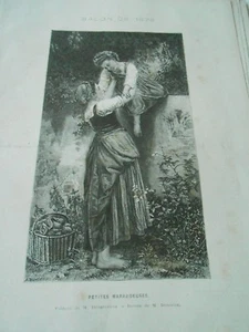Gravure 1873 - Petites Maraudeuses d'après Bougnereau - Imagen 1 de 1