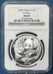 2005 China S10Y SILVER Panda, NGC MS69 - Picture 1 of 2