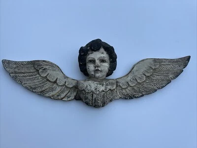 ESCULTURA TALLADA ÁNGEL DE COLECCIÓN GRANDE 43 PULGADAS OJOS DE VIDRIO PUTTI QUERUBÍN ICÓNICO Foto 1 de 4