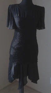 VINTAGE LANZ ORIGINAL GRÖSSE 4 DAMEN TRANSPARENT MIT FLATTERÄRMELN SPITZE OVERLAY NEU MIT ETIKETT 234 - Bild 1 von 7