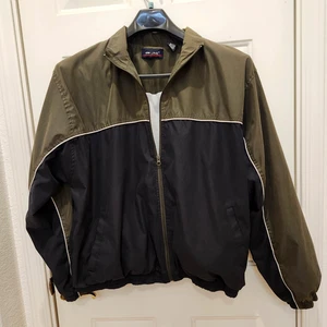 ON LINE Mens Vintage XL Jacket Army Green and Black Light Weight Cotton Lining - Picture 1 of 15