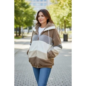 Womens 3XL Colorblock Sherpa Fleece Zip Up Jacket Cozy Warm - Picture 1 of 4