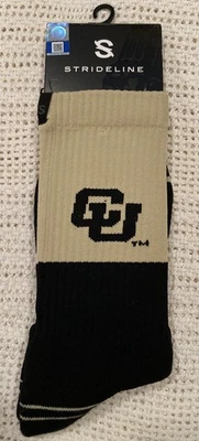 Strideline NCAA University of Colorado Buffs Premium Crew Socks Black/Gold M/L - Image 1 of 2