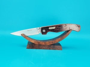 BUCK KNIVES 716 LINERLOCK FOLDER HUNTER WOOD HANDLE FOLDING POCKET KNIFE! - Picture 1 of 12
