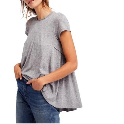 Camiseta Free People We The Free Its Your para mujer XS gris algodón pima fluido dobladillo alto-bajo Foto 1 de 4