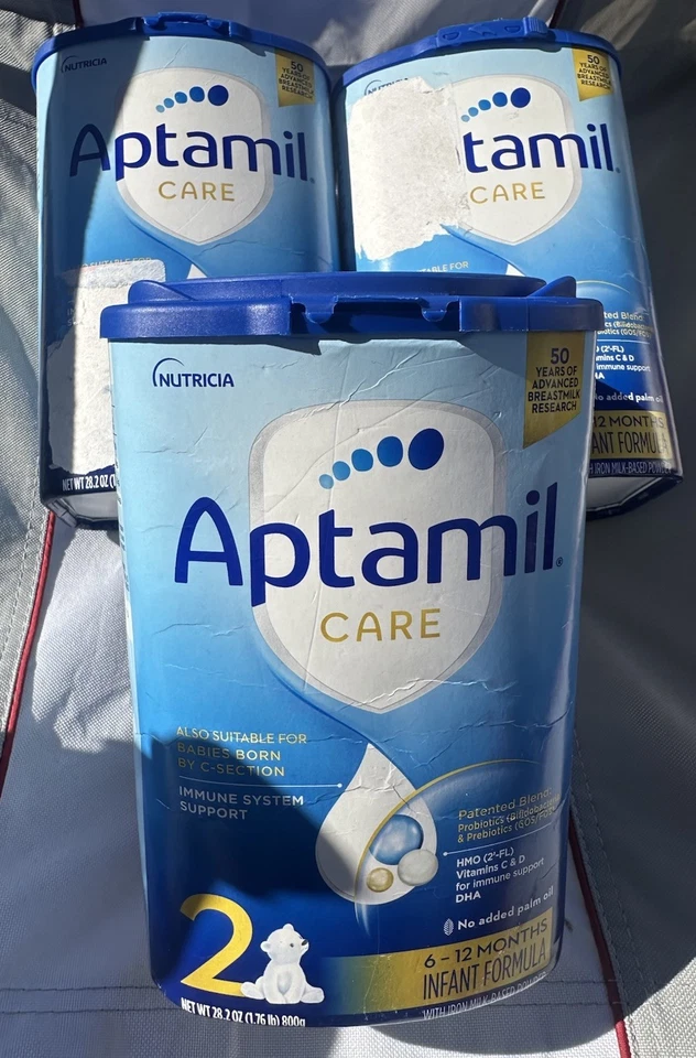 3 Pack Aptamil Care - Stage 2, 28.2 Oz, 6-12 months Exp: 01/23/26, "Opened Lid* - Image 1 of 4