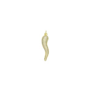 Klar CZ Gold Chili Form Charm Anhänger, Sku#LK1043 - Bild 1 von 4