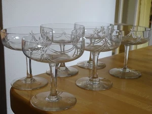 CRISTAL DE NANCY FRANCE 6 ANCIENNES COUPES A CHAMPAGNE STYLE ART DECO - Imagen 1 de 10