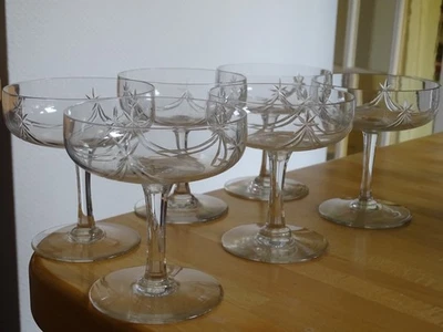 CRISTAL DE NANCY FRANCE 6 ANCIENNES COUPES A CHAMPAGNE STYLE ART DECO - Photo 1/4