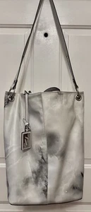 Simply Vera Vera Wang Large Satchel Tote Purse White Black Gray Marbelized EUC - Foto 1 di 11