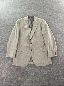 Vintage Oxxford Clothes Suit Jacket 48 L Gray Wool Windowpane Plaid Designer - Picture 1 of 16