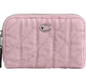 Portafoglio Coach Ballerina Trapuntata Denim Zip Around Porta Carte Con Tasca Nuovo con etichette - Foto 1 di 4