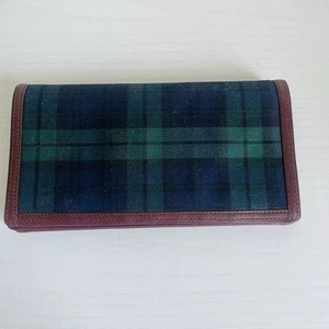 De Colección Polo Ralph Lauren RELOJ NEGRO A CUADROS Cuero Borde Doble Cartera Azul Verde - Imagen 1 de 8