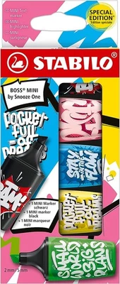 Textmarker & Marker - STABILO BOSS MINI by Snooze One - 5er Pack - pink, bl ... - Bild 1 von 4