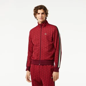 Lacoste Men's Vintage Fit Printed Full Zip Sweatshirt, Pinot/Red - Picture 1 of 2