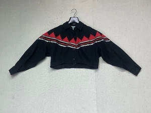 VTG WRANGLER Painted Desert Shirt Women Western Aztec Black Red Crop Size Medium - Picture 1 of 8