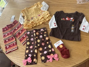 5-teiliges Set Baby MÄDCHEN Kleidung Gymboree 3-6 Monate FUCHS BLUMEN Neu mit Etikett NEU - Bild 1 von 19