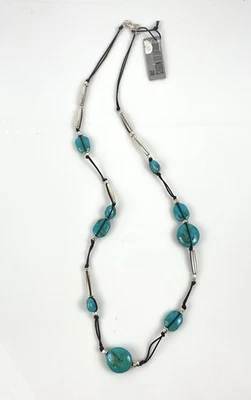 New Robert Lee Morris Soho Turquoise Bead Cord Long Necklace - Image 1 of 4