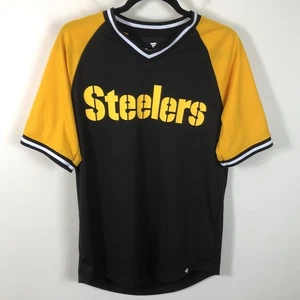Camiseta de fútbol americano para aficionados de los fanáticos de los Pitsburgh Steelers para hombre talla M negra amarilla - Imagen 1 de 15