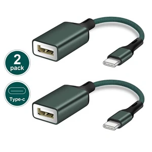 2PACK Green Type-C OTG Cable USB-C Male to USB A Female USB to Usbc-c Adapter - Photo 1 sur 6