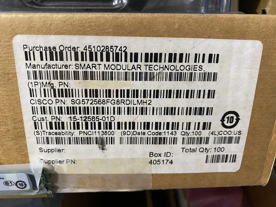 Box of 100 Smart SG572568FG8RDILMH2 2GB Memory Original -Contact us for quantity - Image 1 of 1