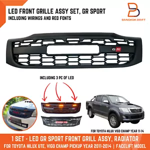 GR SPORT LED FRONT GRILLE ASSY, RADIATOR FOR TOYOTA HILUX UTE VIGO CHAMP 11-14 - Picture 1 of 12