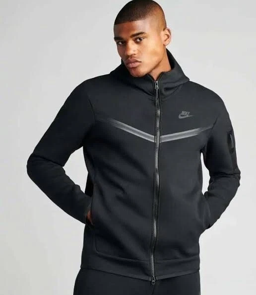 Nike Tech Fleece CU4489-010 Men's Black Full-Zip Long Sleeve Size L