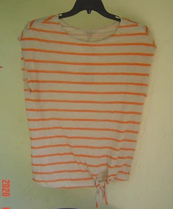 NEW TOMMY BAHAMA LINEN BEIGE ORANGE OVER SIZE TOP BLOUSE SIZE M  - Picture 1 of 2