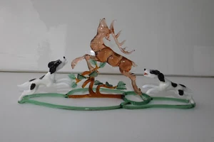Glasfigur groß Hirsch Hunde Jagdhund mundgeblasen Lauscha Thüringen Bimini Glas - Bild 1 von 8