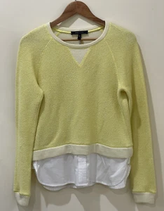 BCBGMAXAZRIA Women's Knit Sweater Color Lemon Size Small Cotton RN80734 Career - Picture 1 of 17